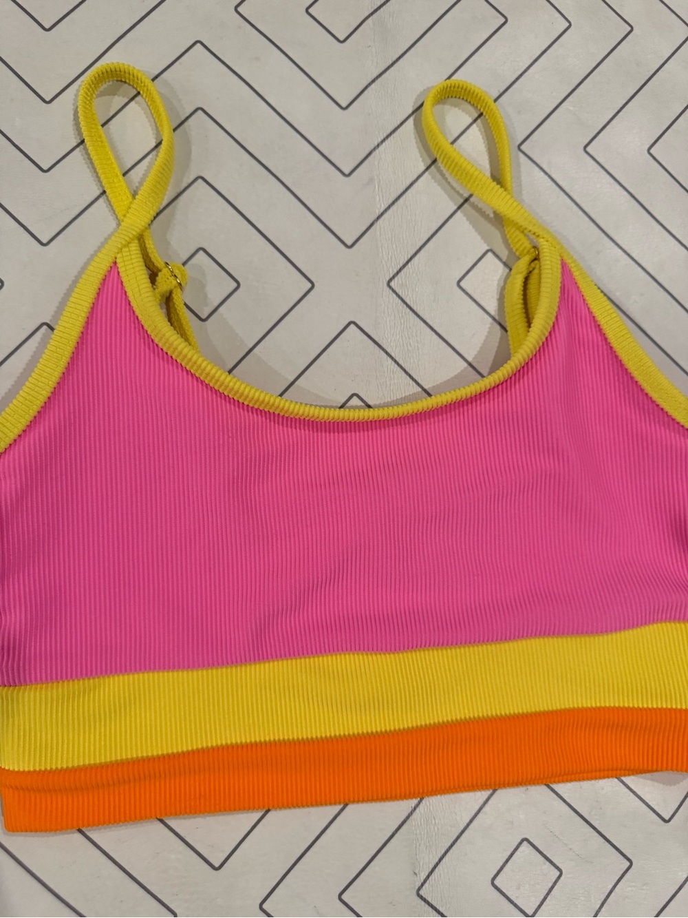 Beach Riot Ribbed Neon Colorblock Bikini Top - Picture 2 of 9